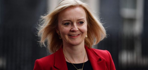 Britain's equalities minister Liz Truss leaves Downing Street.