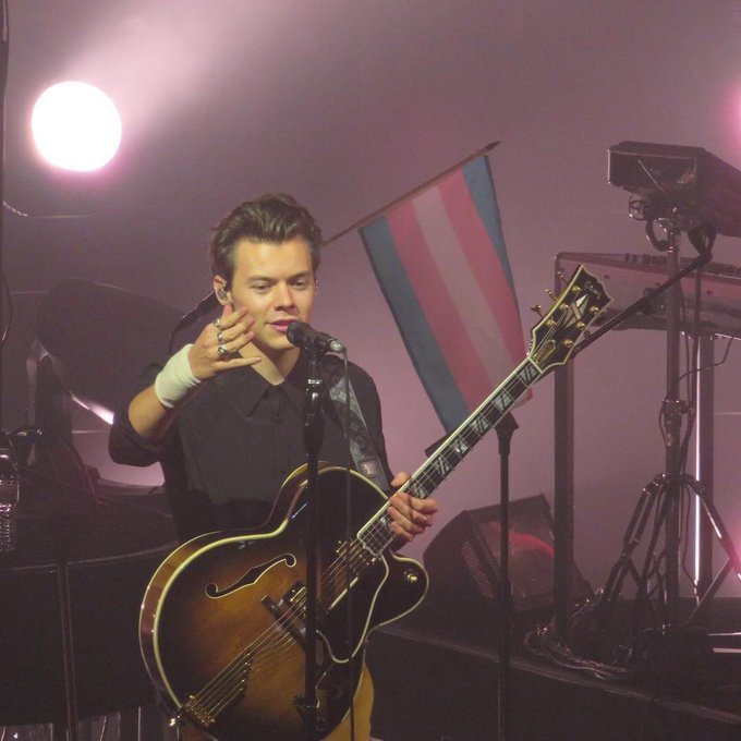 Harry Styles and the trans Pride flag.
