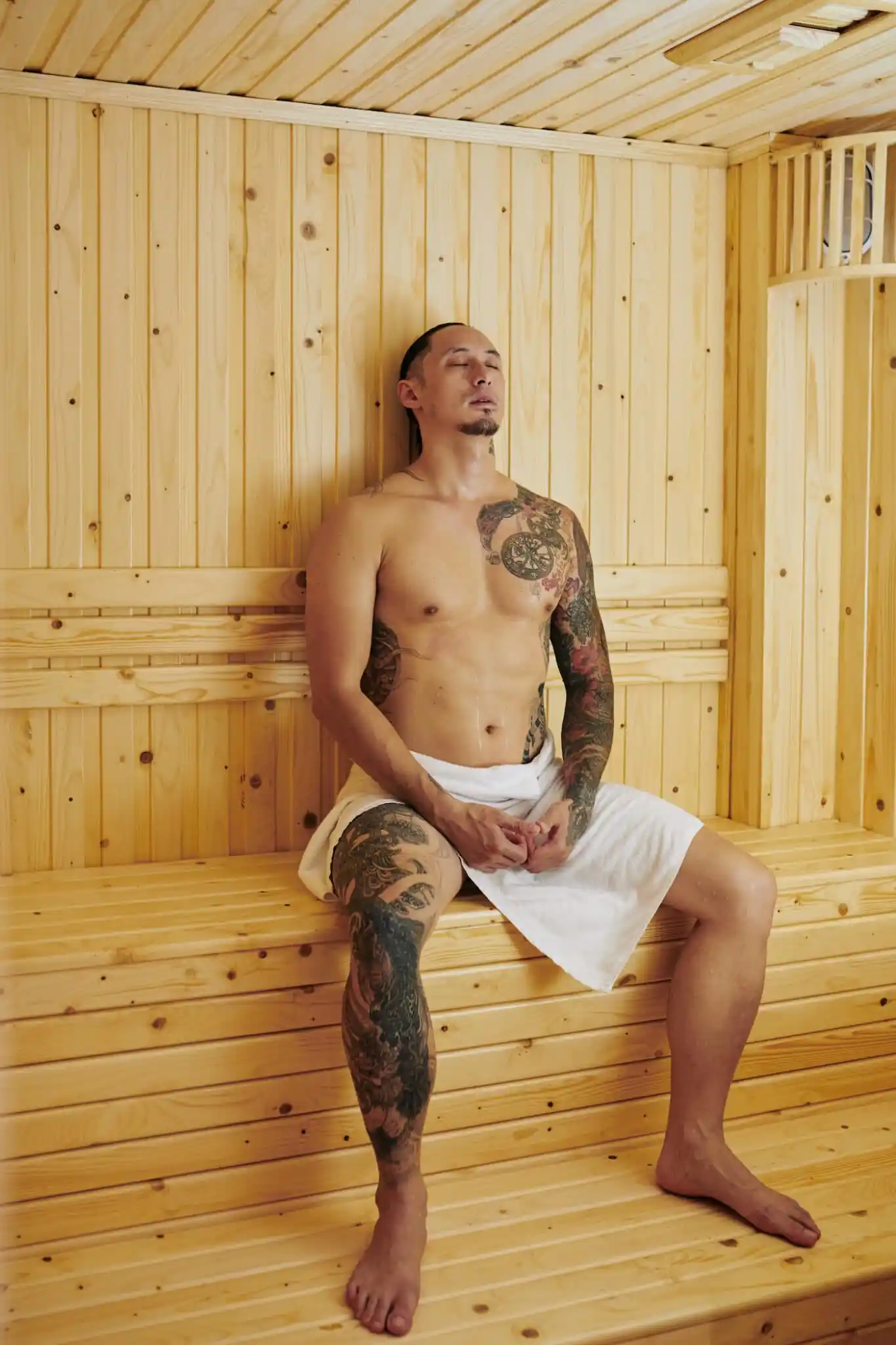 Man in a gay sauna