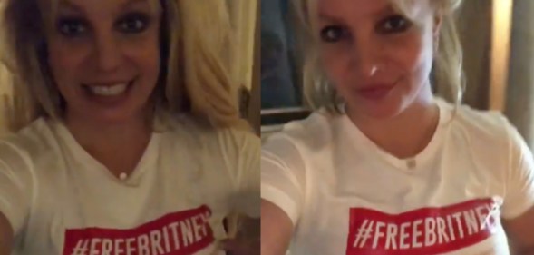 Britney Spears wearing a Free Britney t-shirt