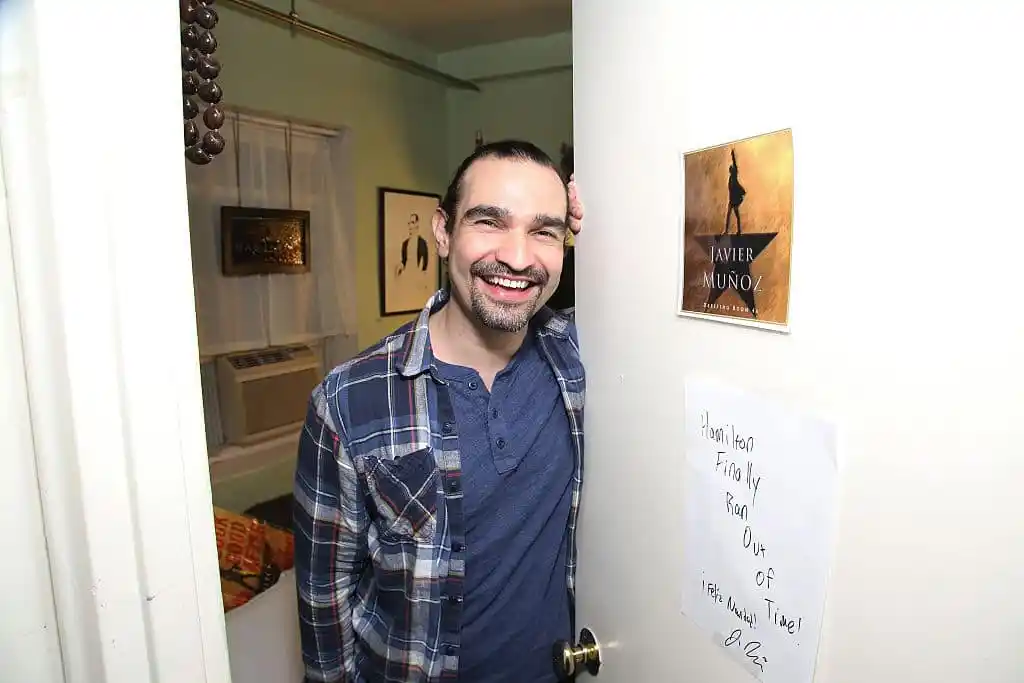Javier Munoz during the cast of 'Hamilton' 2016 Door Decorating Competition at Richard Rodgers Theatre.