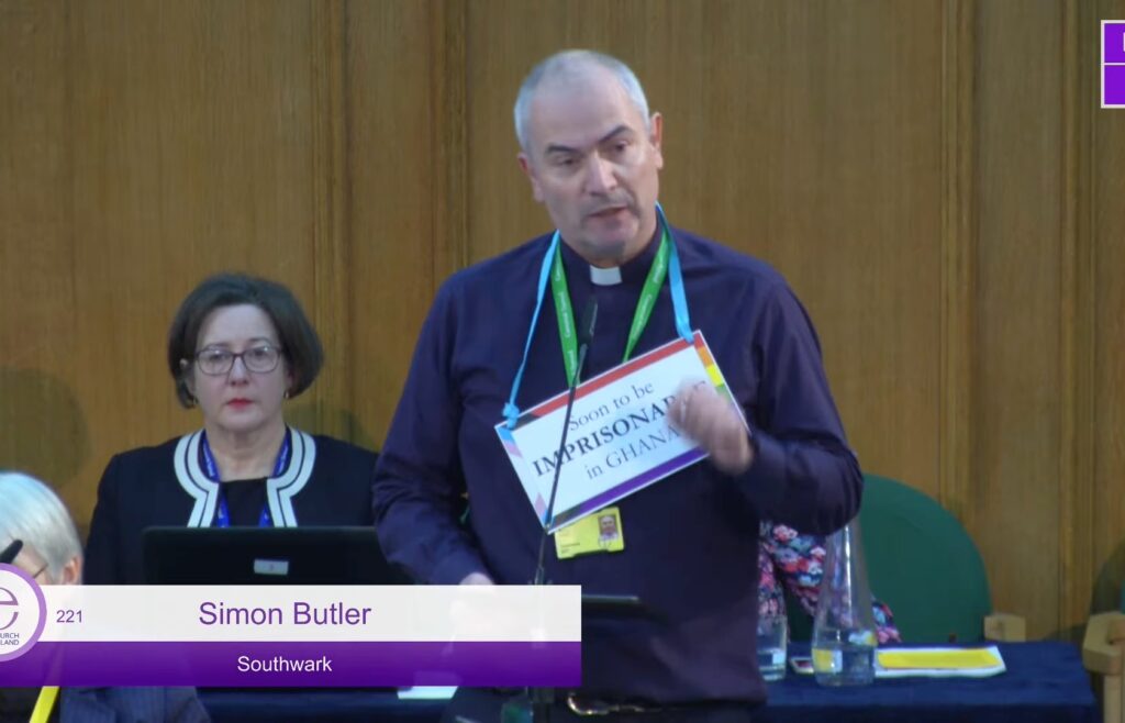 Canon Simon Butler speaking at the General Synod of the Church of England.