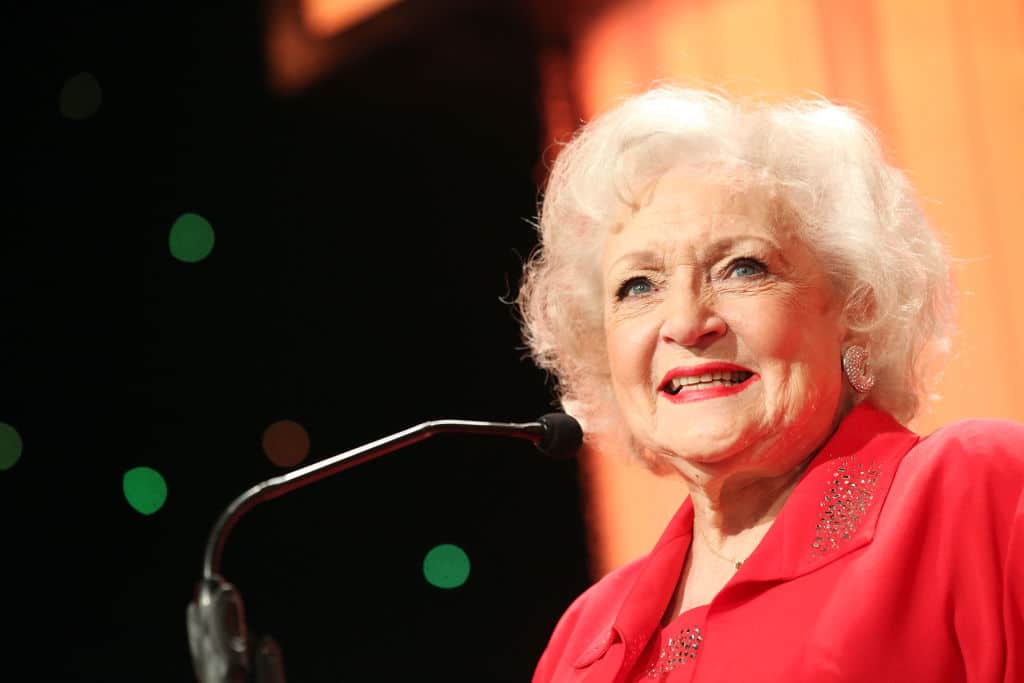 Betty White speaks during the Innaugural American Humane Association's "Hero Dog Awards" at the Beverly Hilton Hotel in 2011.