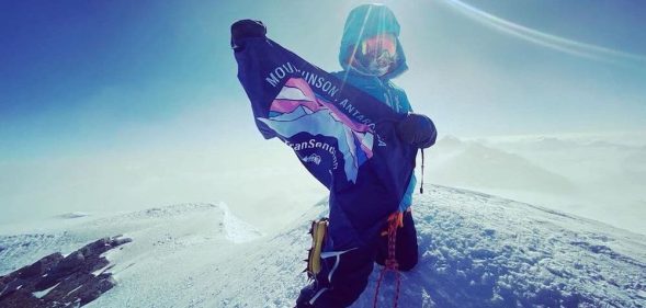 The trans Pride flag on Antarctica's highest peak