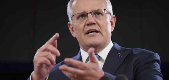 Australian prime minister Scott Morrison gestures