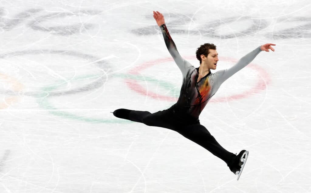 Jason Brown of Team United States skates during the Men Single Skating Free Skating on day six of the Beijing 2022 Winter Olympic Games at Capital Indoor Stadium on February 10, 2022 in Beijing, China