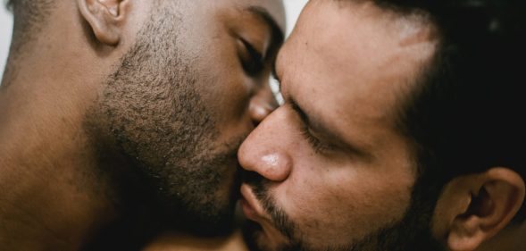 two men kissing