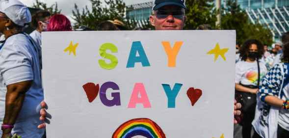 The "Say Gay Anyway" rally in Miami Beach, Florida