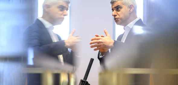 Mayor of London Sadiq Khan speaks to the media