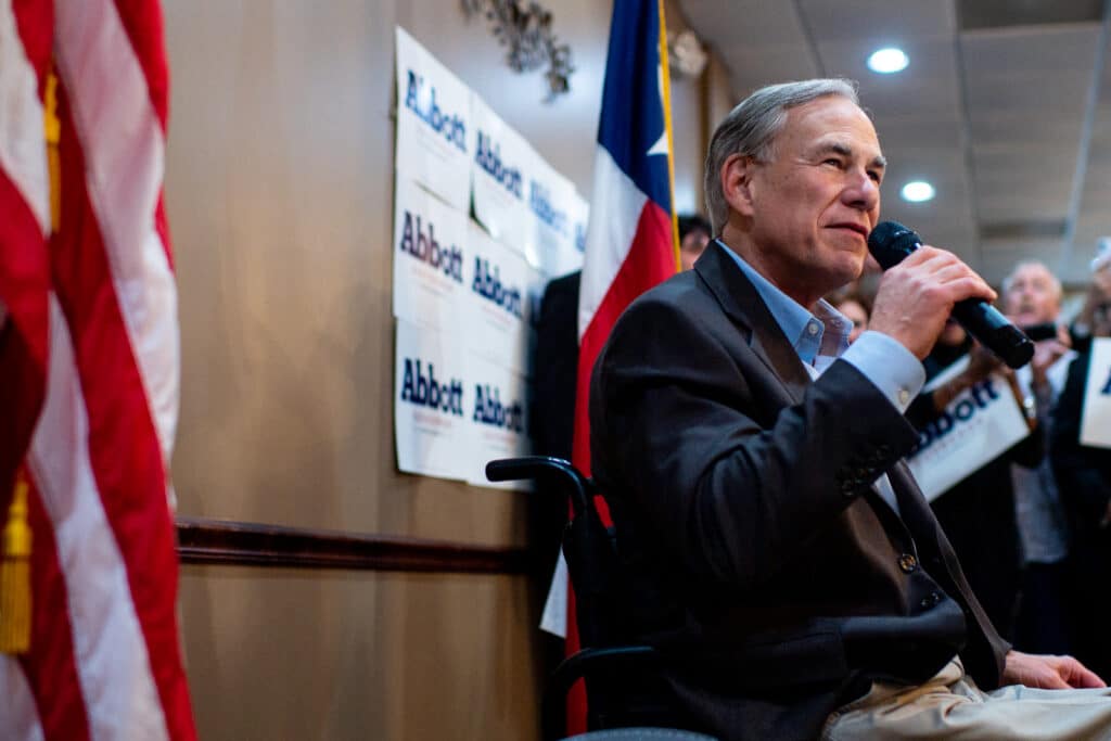 Texas Governor Greg Abbott during a campaign rally