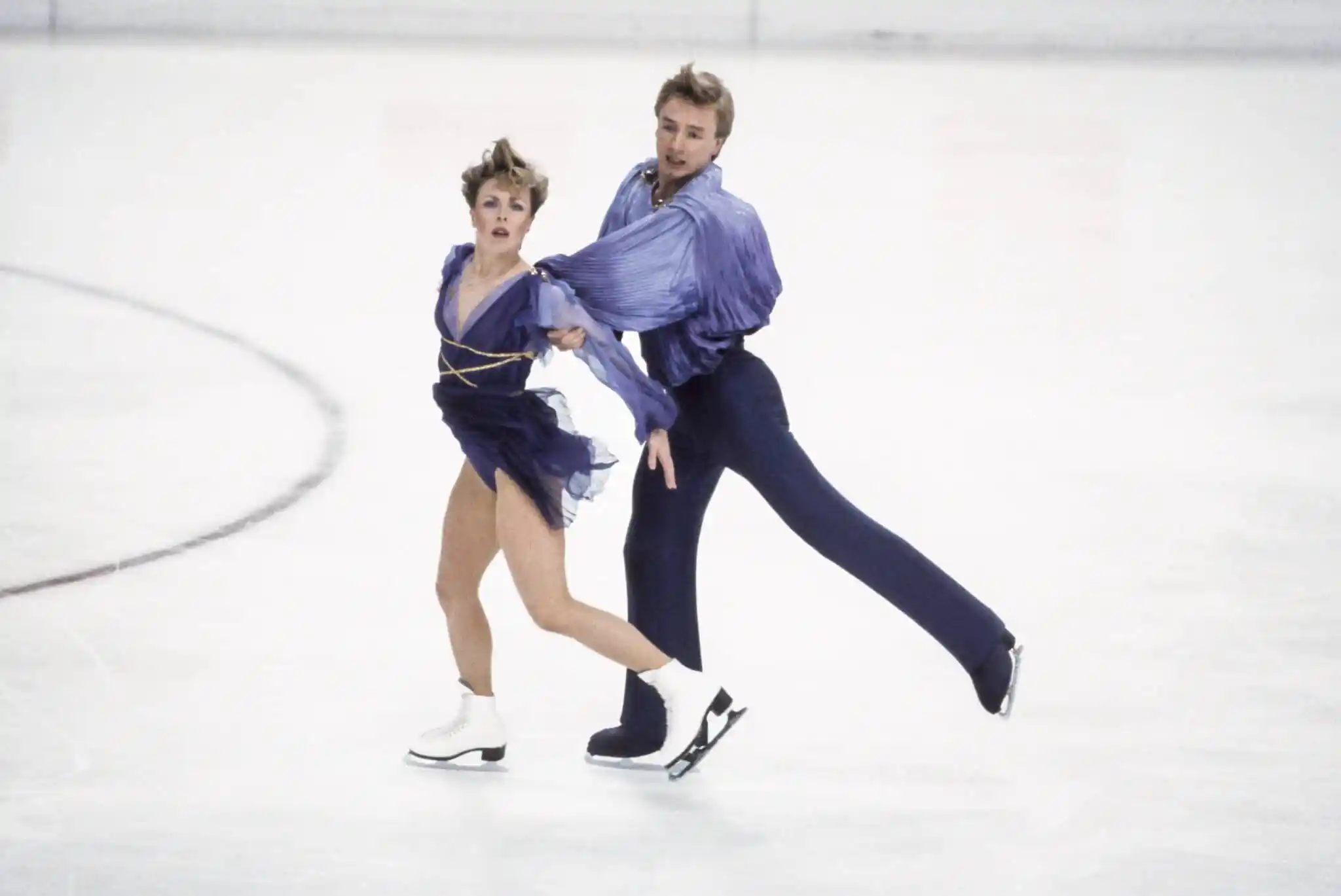 Jayne Torvill and Christopher Dean compete in the Ice Dancing competition at the 1984 Winter Olympics in Sarajevo