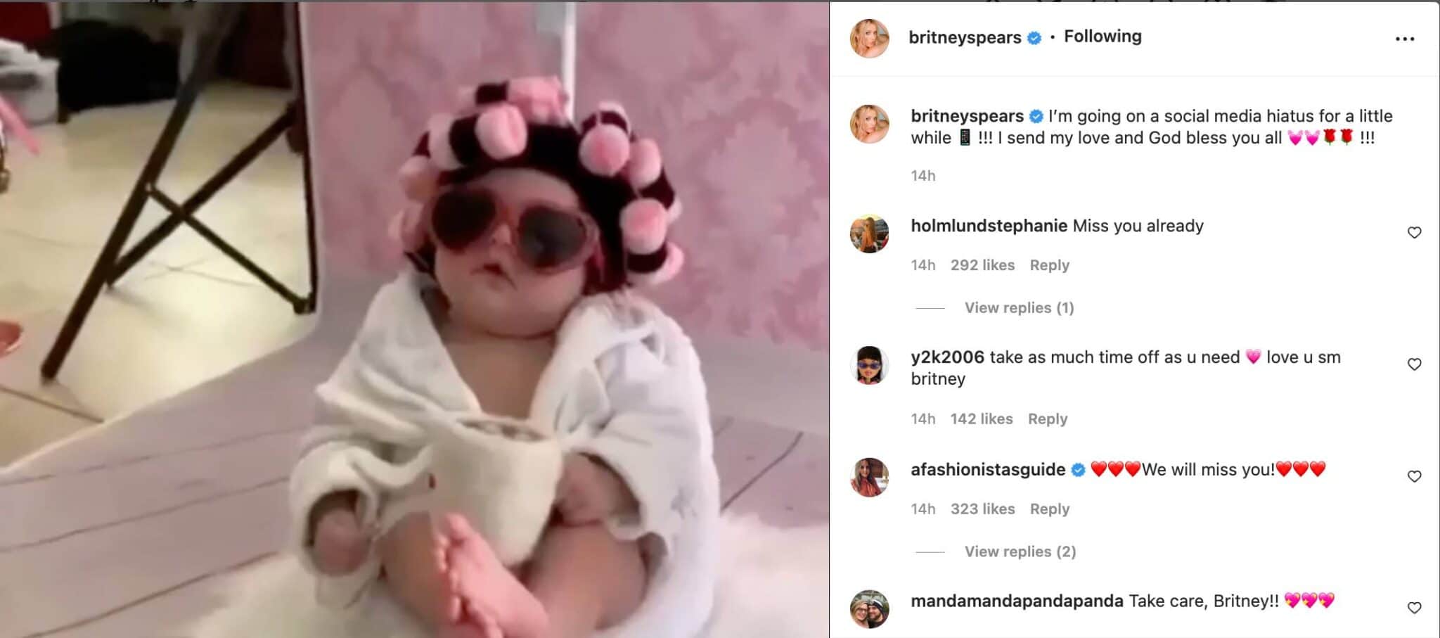 Britney Spears say she's taking a break from social media