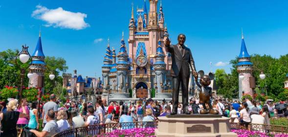 General views of the Walt Disney 'Partners' statue at Magic Kingdom in Disney World in Orlando, Florida