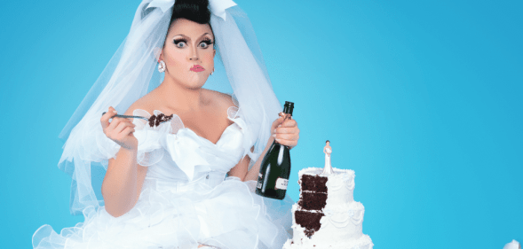 BenDeLaCreme in a wedding dress