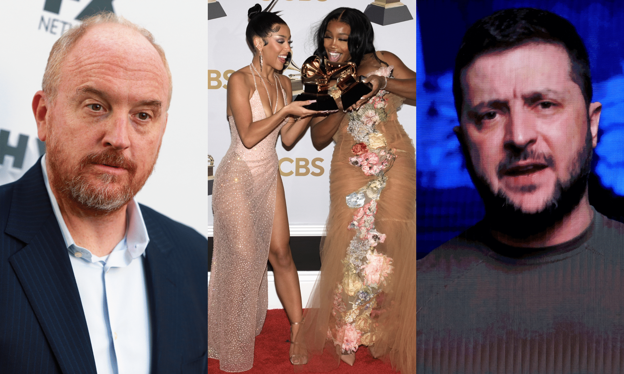 Grammys Zelensky gives speech and Louis CK sparks controversy