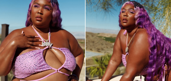 Lizzo has teased a swimwear range while wearing a custom Yitty bikini.