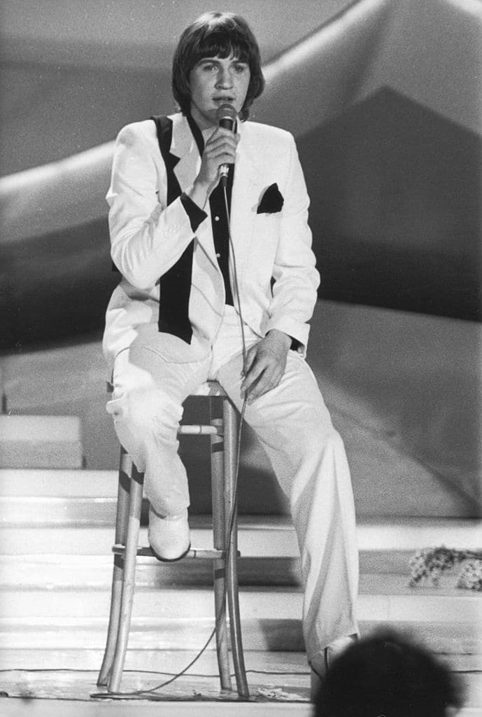 Ireland's Johnny Logan winning the Eurovision Song Contest in The Hague, 19th April 1980.