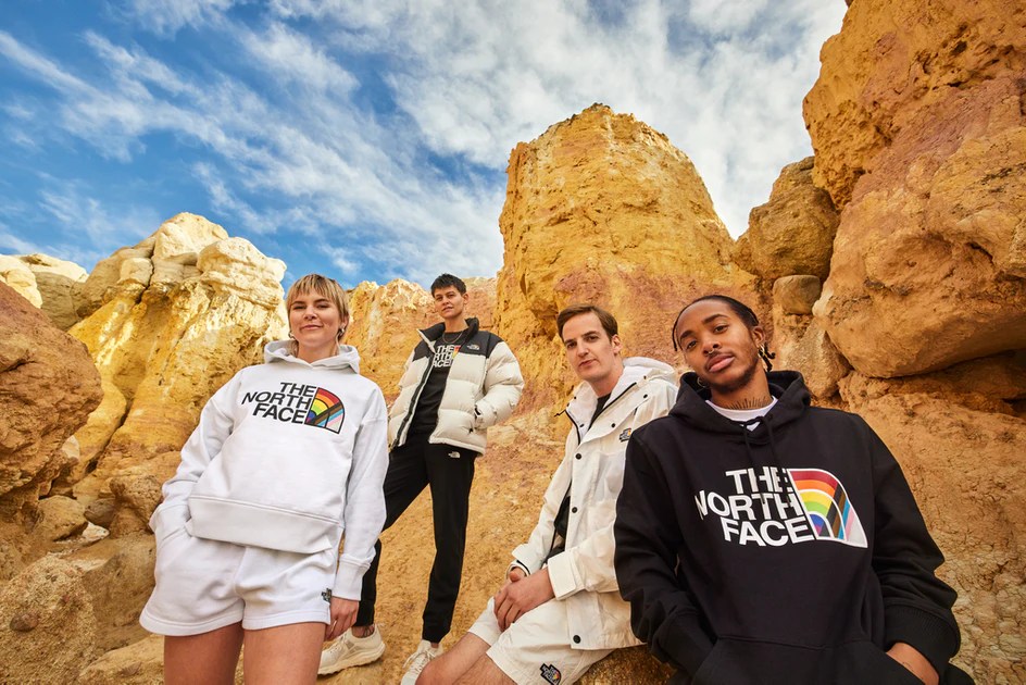 The North Face Pride collection features gender neutral hoodies, t-shirts and more.