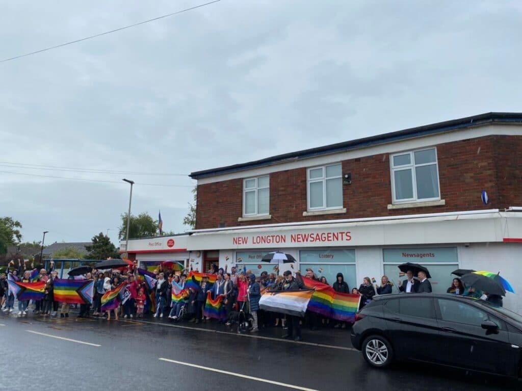 New Longton residents out in a Pride march in solidarity with the LGBTQ+ community