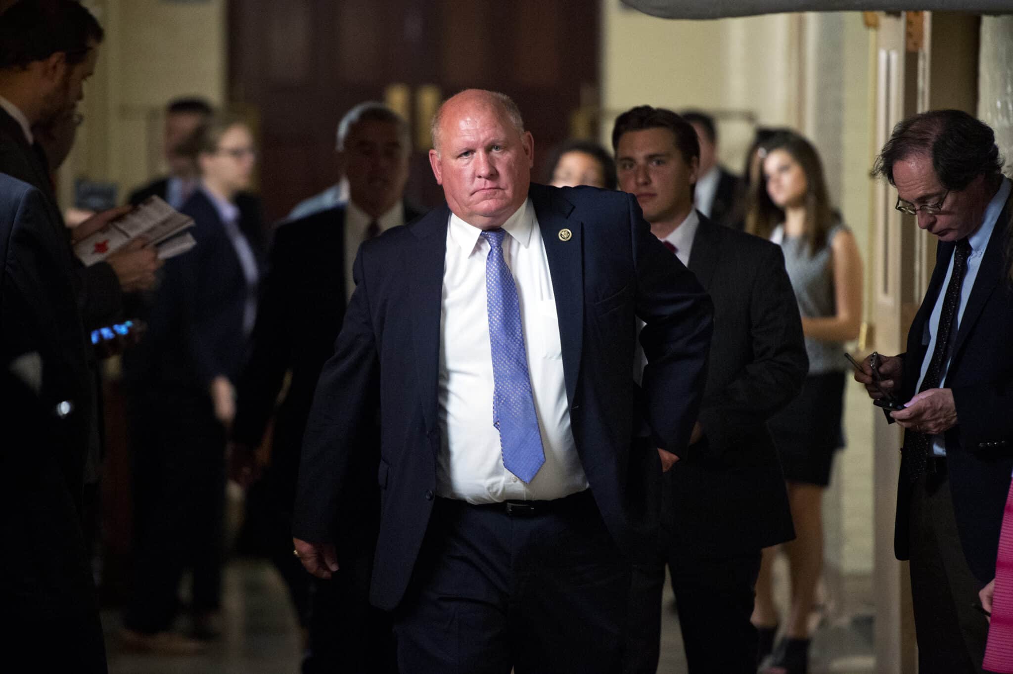 Rep. Glenn Thompson, R-Pa., leaves a meeting of the House Republican Conference in the Capitol, July 8, 2015. 