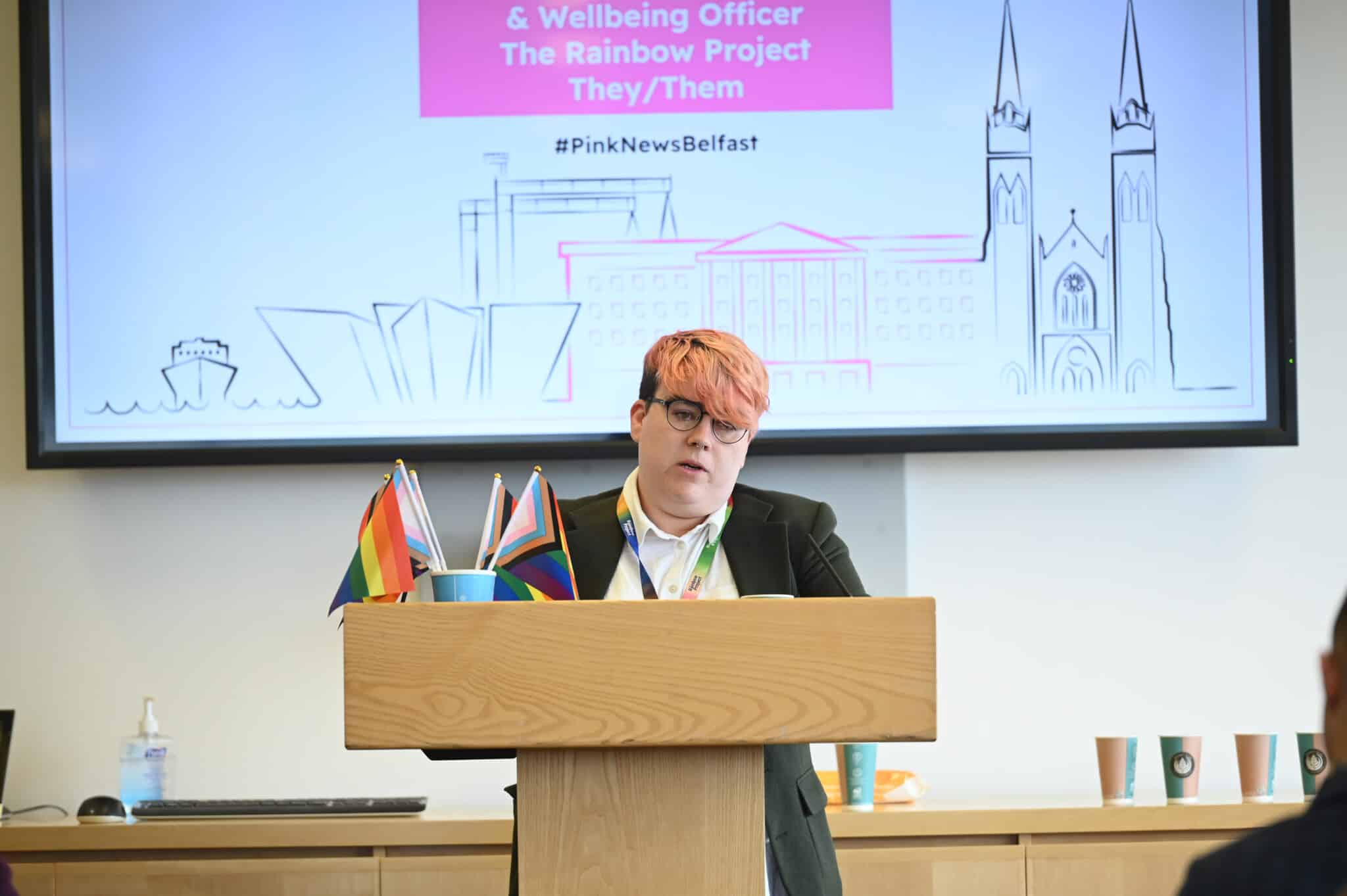 Fern Fitzpatrick of The Rainbow Project speaking at a community lunch hosted by Citi in partnership with PinkNews. 