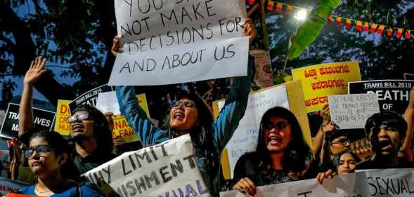 A trans rights protest in Bangalore, India in 2019