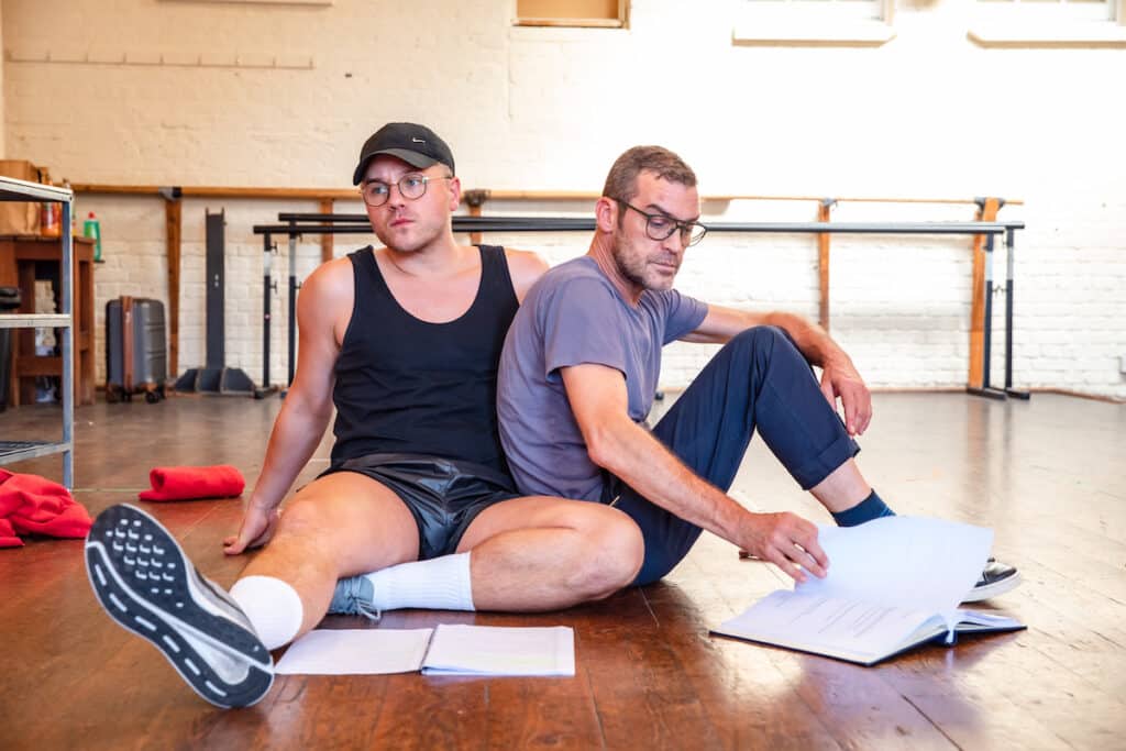 David Ames and Jake Maskall in Horse-Play rehearsals.
