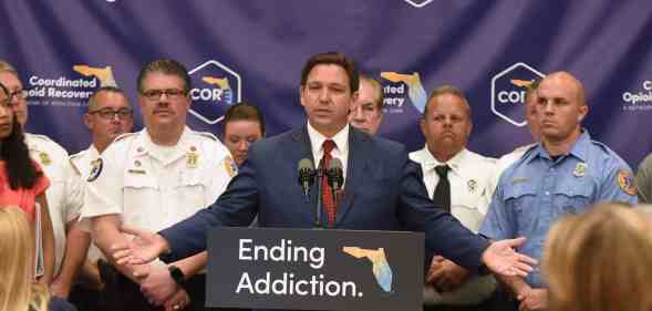 Florida Gov. Ron DeSantis speaks at a press conference