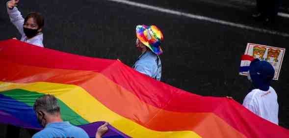 People attend the Tokyo Rainbow Pride 2022 Parade in Tokyo.