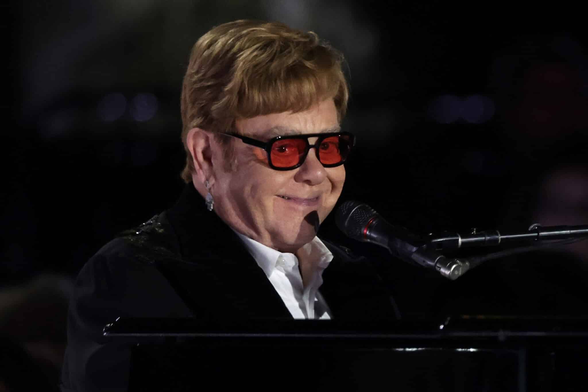 Sir Elton John performs during an event on the South Lawn of the White House