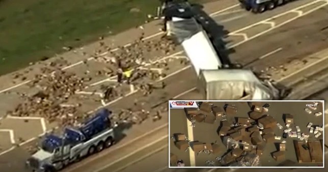 Truck overturns spilling dildos and lube over highway