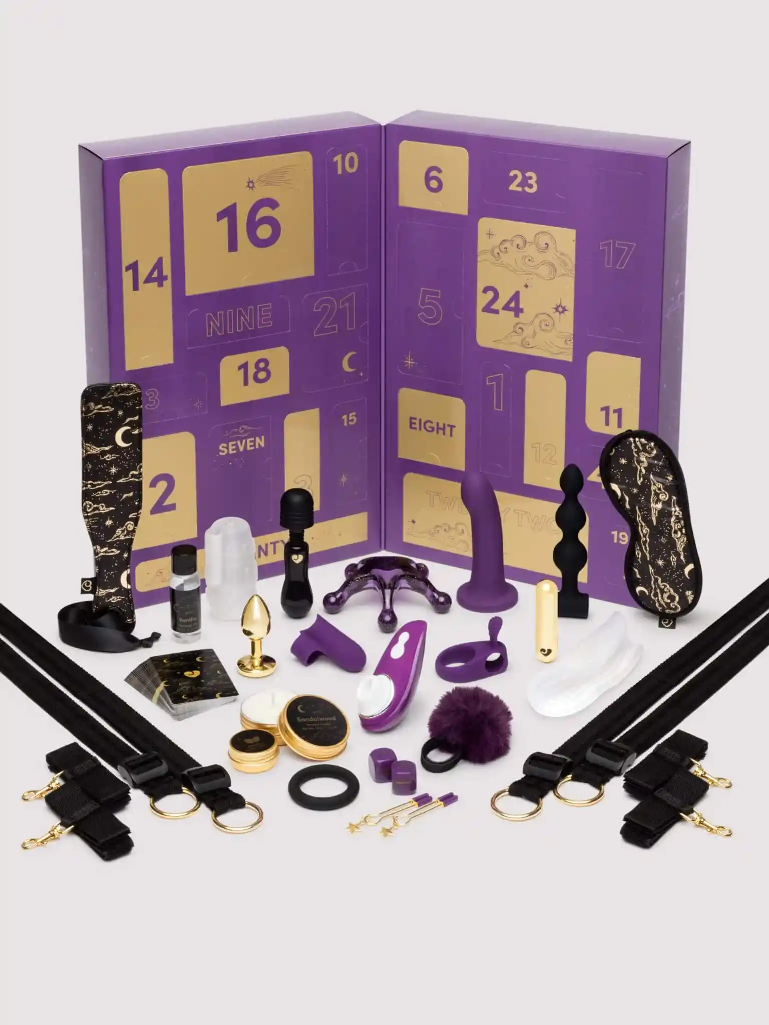 The Lovehoney x Womanizer Christmas advent calendar features 24 treats to open each day.
