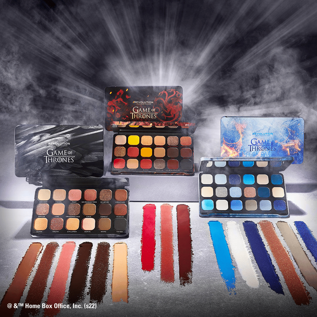 The collection includes three, 18-shade palettes. 