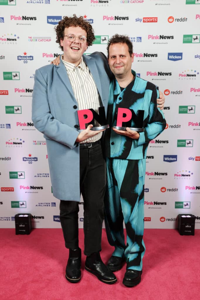 Co-winners Jack Rooke (L) and Adam Kay (L) at PinkNews Awards 2022. (PinkNews)