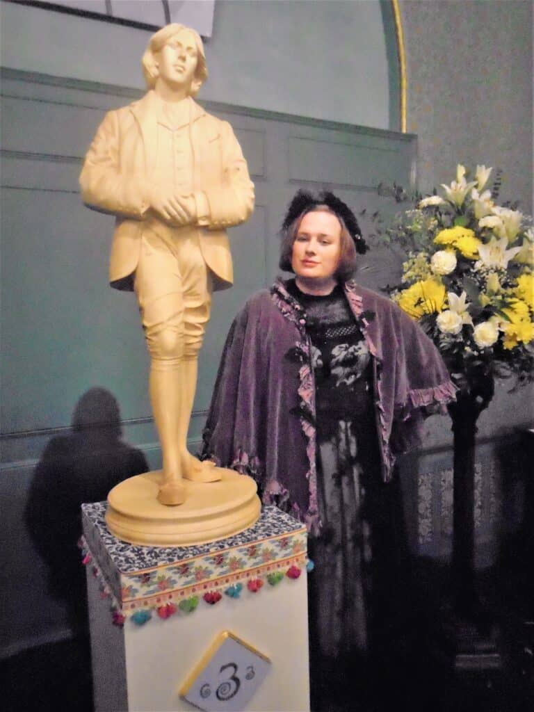 Queer writer Juliet Jacques at the Oscar Wilde Temple in 2018