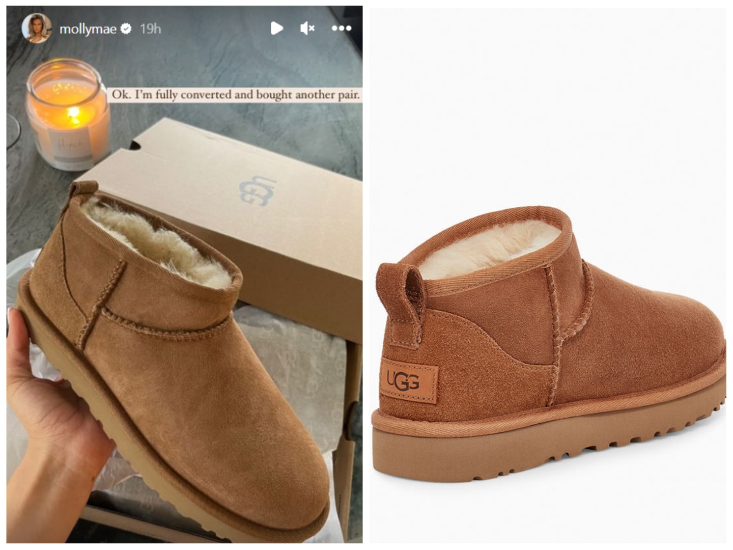 Love Island star Molly Mae is also a self-confessed 'converted' fan of Uggs. (@mollymae/Instagram/Ugg)