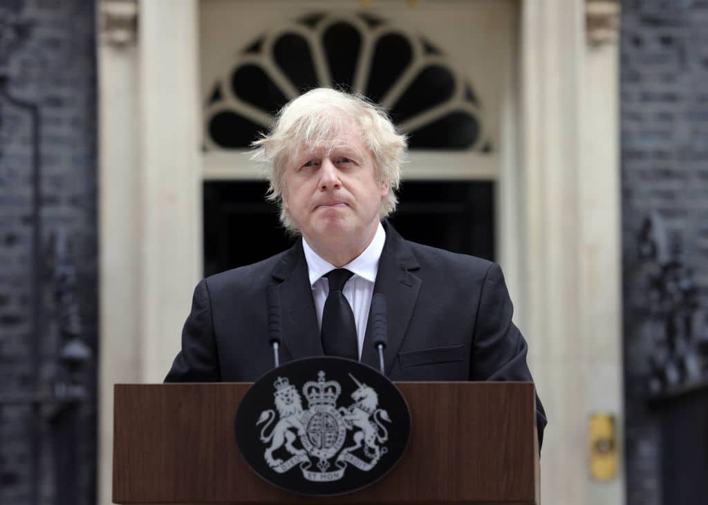 Boris Johnson makes a statement in Downing Street on the death of HRH The Prince Philip, Duke of Edinburgh.
