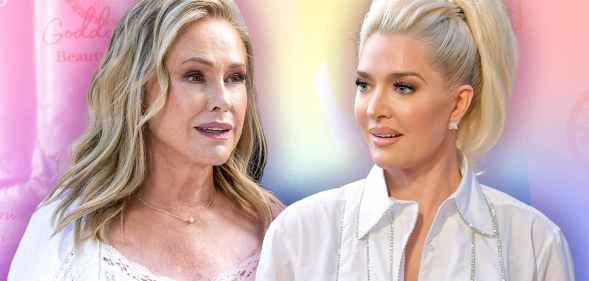 A graphic showing images of Real Housewives of Beverly Hills stars Kathy Hilton and Erika Jayne