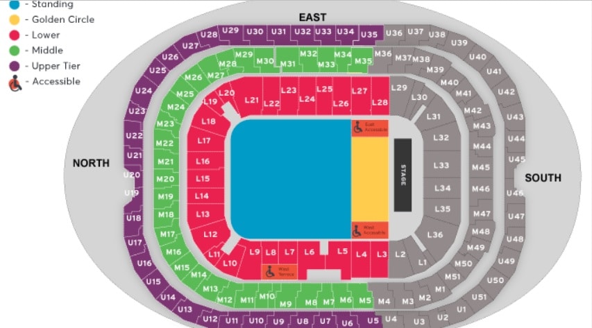 Twickenham Stadium seating plan for the Depeche Mode show.