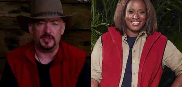 A split-screengrab image showing Boy George on the left and Charlene White in their jungle uniforms from ITV show I'm a Celebrity...Get Me Out of Here! - (ITV_I'm A Celebrity...)