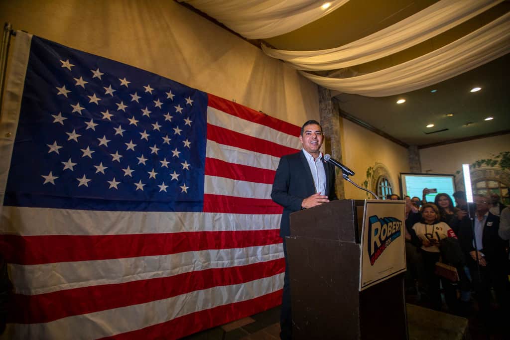 Robert Garcia speaks to his supporters election night celebration on Tuesday, Nov. 8, 2022. 