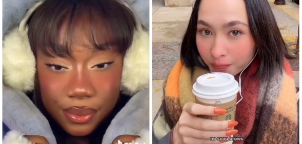 The 'I'm Cold' makeup look is taking over TikTok for Christmas. (@itsjustfatimah/@zoekimkenealy/TikTok)