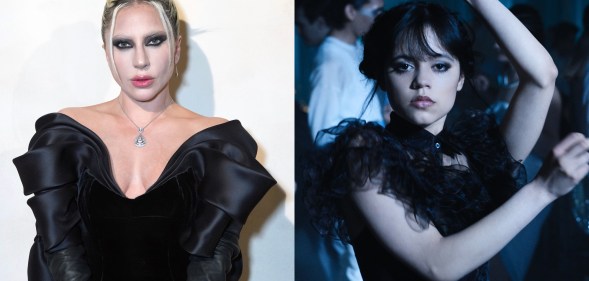 Lady Gaga (L) and Wednesday (R). (Getty/Netflix)