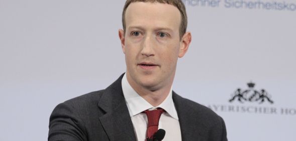 Meta founder Mark Zuckerberg speaks during an event.