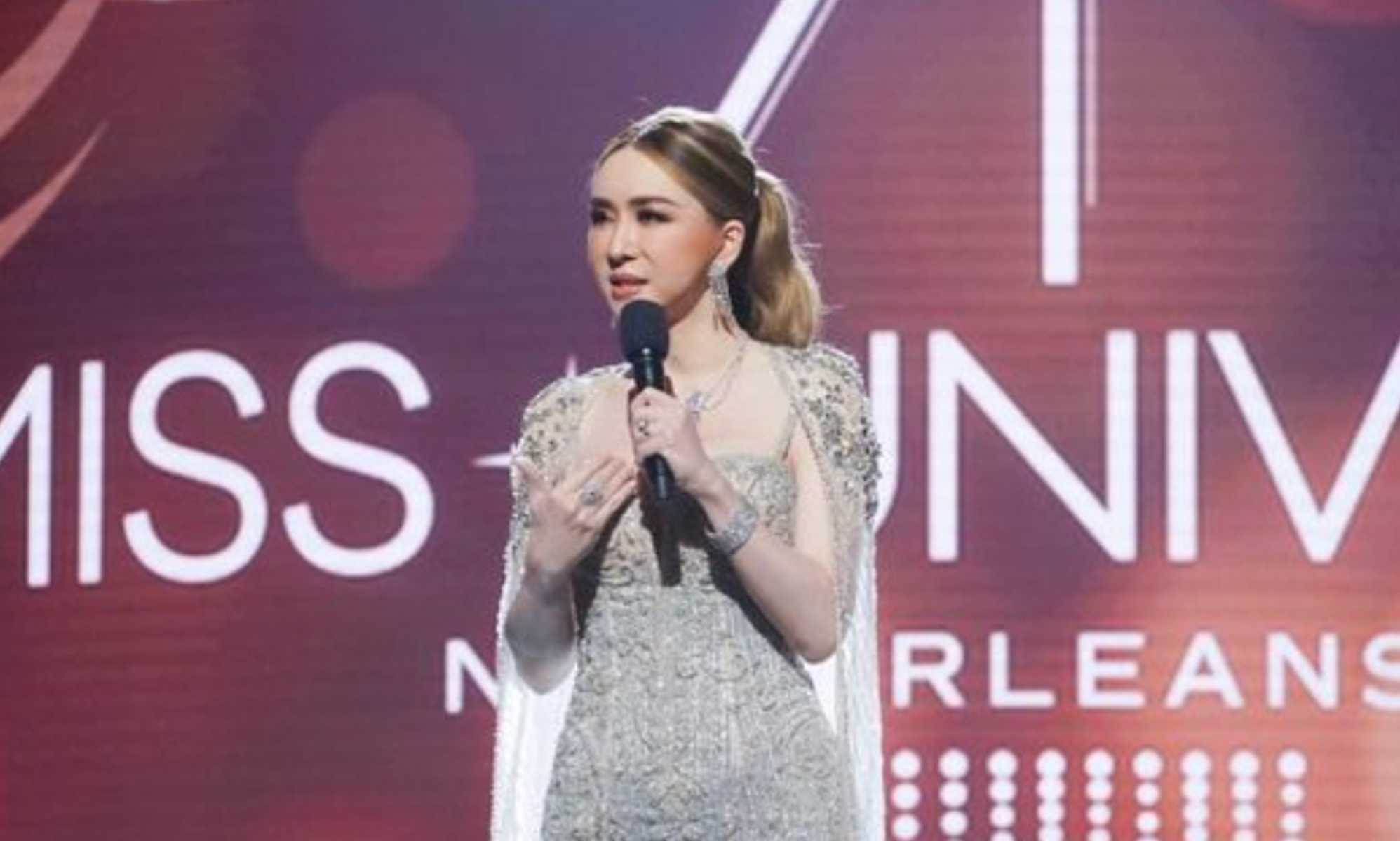 Trans Miss Universe owner gives rousing speech at pageant