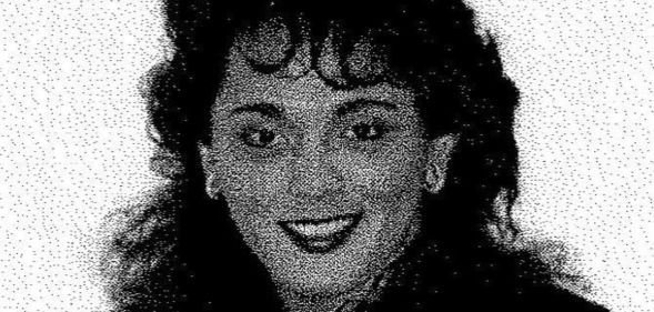 A black and white image of Terrie Ladwig