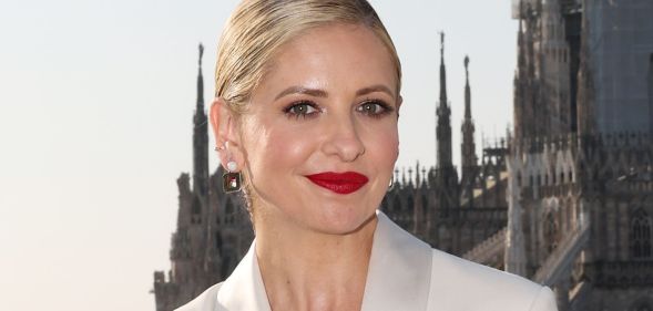 Sarah Michelle Gellar poses for a photo in Italy.