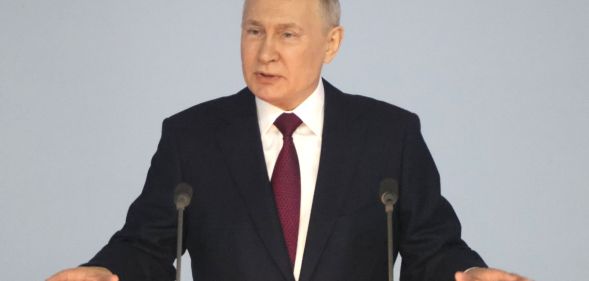 Vladimir Putin during a State of the Union address.