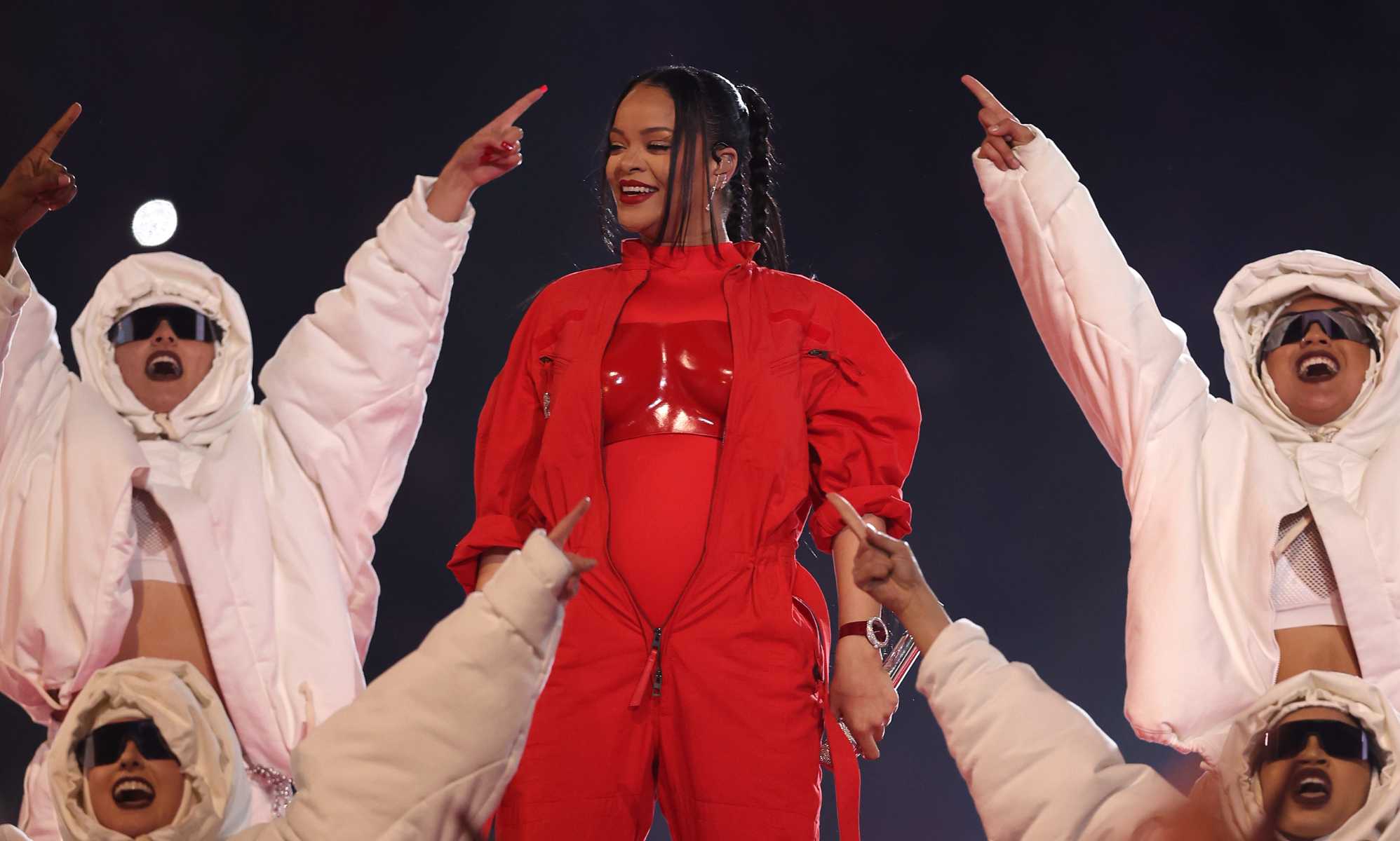 Celebs and Fans React to Pregnant Rihanna's High-Flying Super Bowl