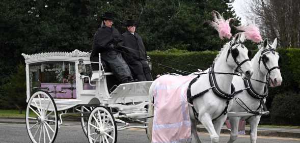 White horses bring Brianna Ghey's pink coffin to her funeral